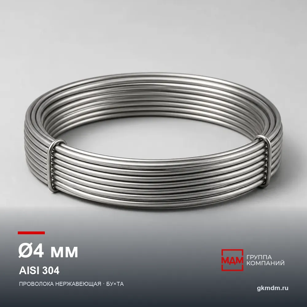 Проволока нержавеющая 4 мм AISI 304 (08Х18Н10) — характеристики и внешний вид
