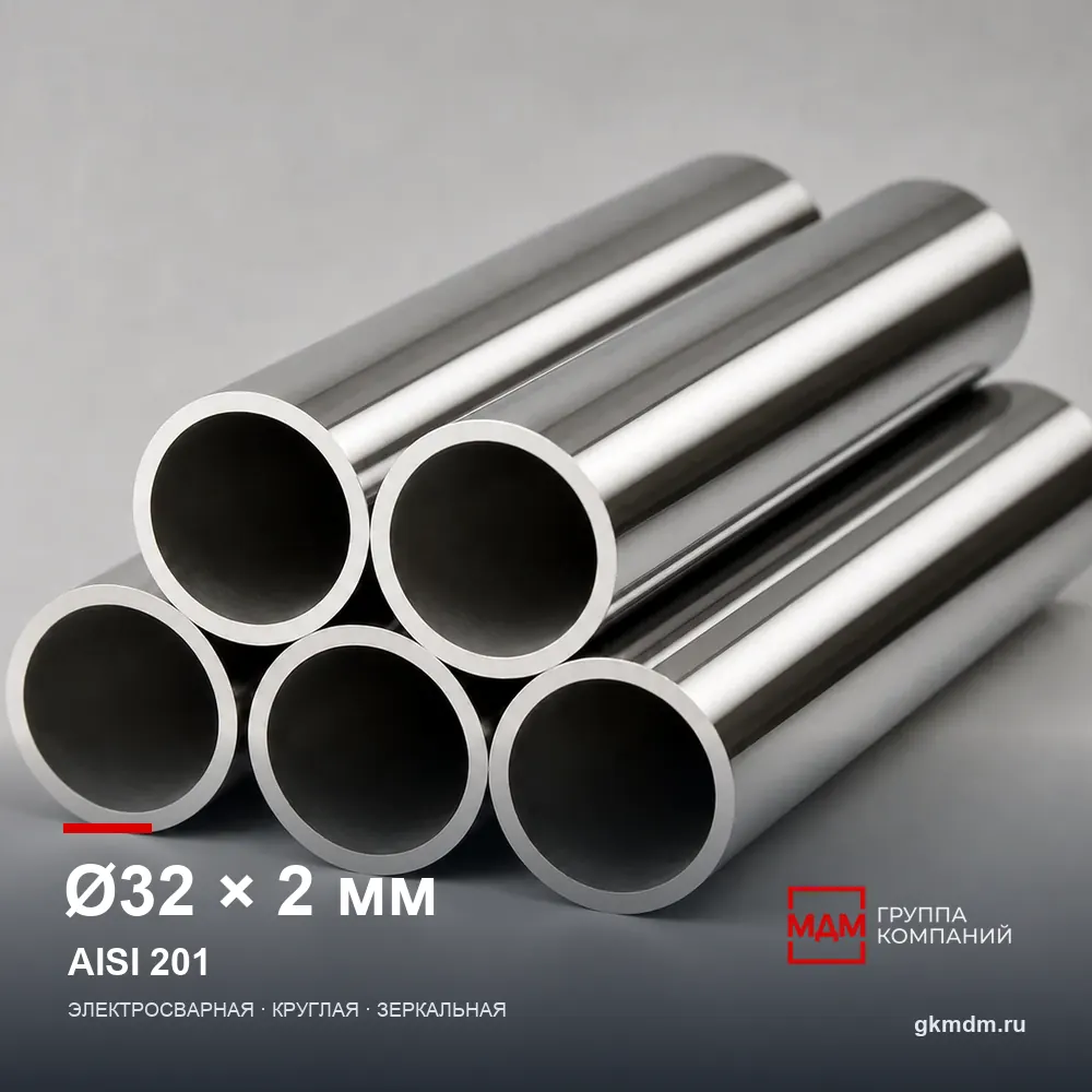 Труба нержавеющая электросварная 32×2 мм AISI 201 — характеристики и внешний вид