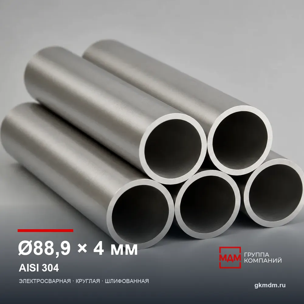 Труба нержавеющая электросварная 88.9×4 мм AISI 304 — характеристики и внешний вид