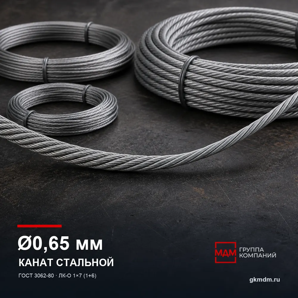 Канат стальной 0,65 мм ГОСТ 3062-80 — характеристики и внешний вид
