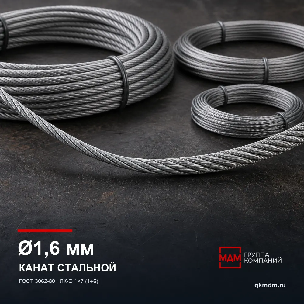 Канат стальной 1,6 мм ГОСТ 3062-80 — характеристики и внешний вид