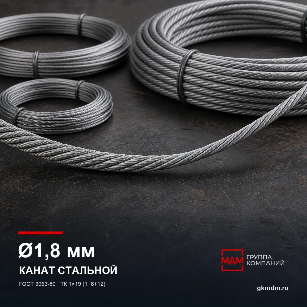 Канат стальной 1,8 мм ГОСТ 3063-80 — характеристики и внешний вид