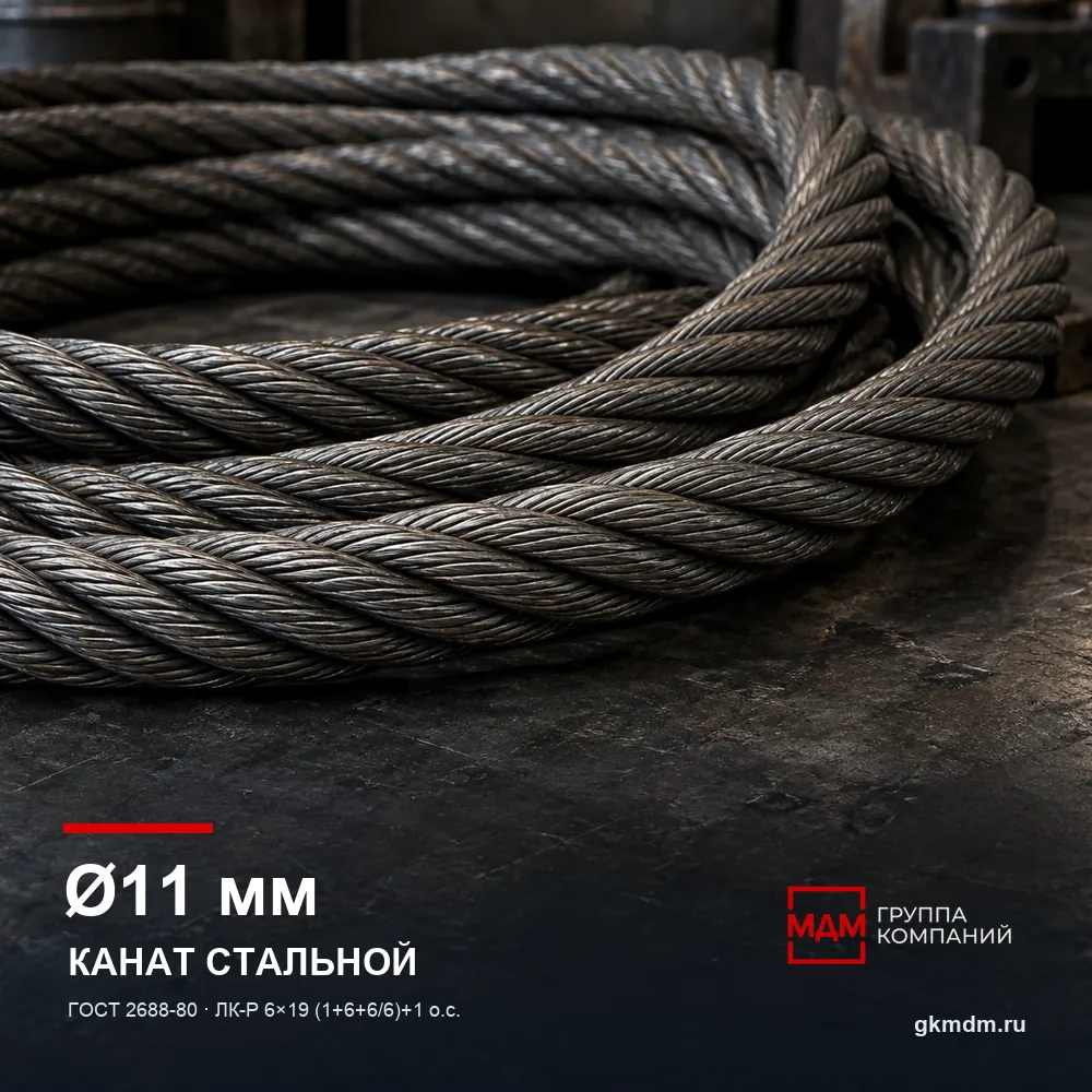 Канат стальной 11 мм ГОСТ 2688-80 — характеристики и внешний вид