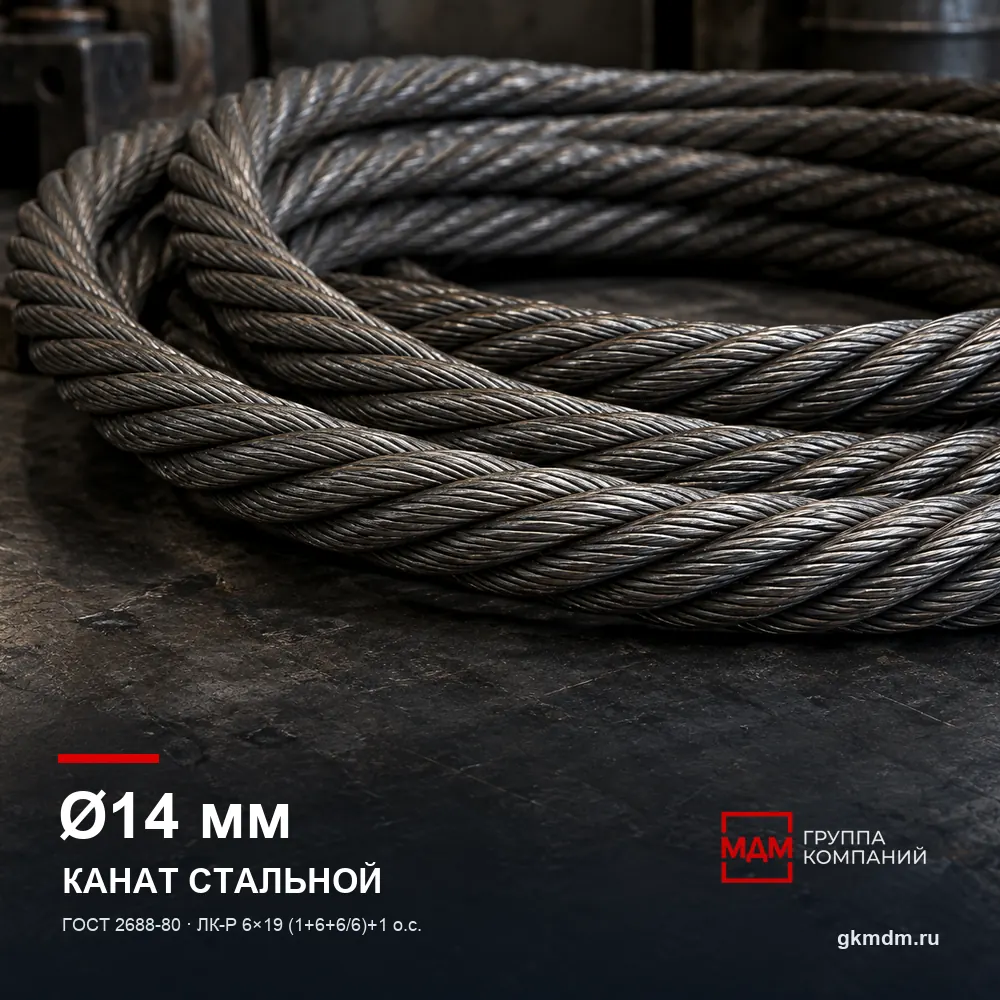 Канат стальной 14 мм ГОСТ 2688-80 — характеристики и внешний вид