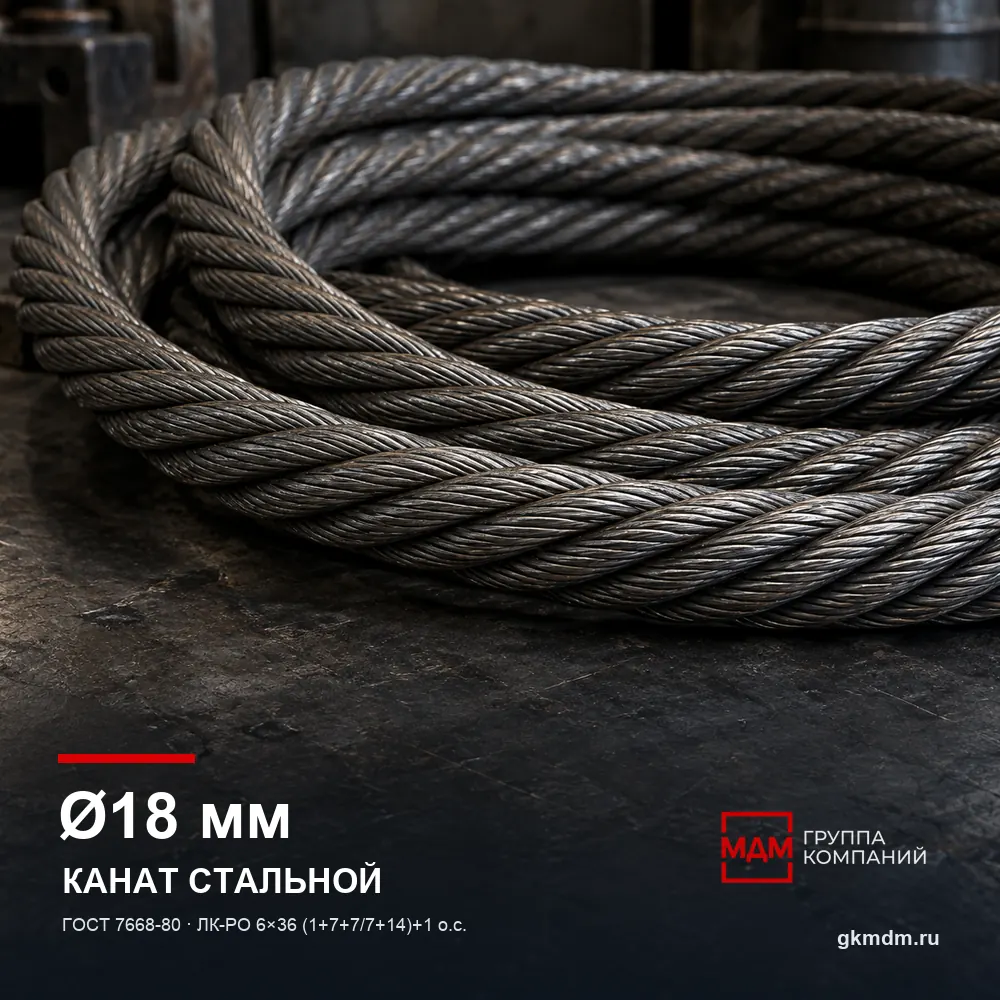 Канат стальной 18 мм ГОСТ 7668-80 — характеристики и внешний вид