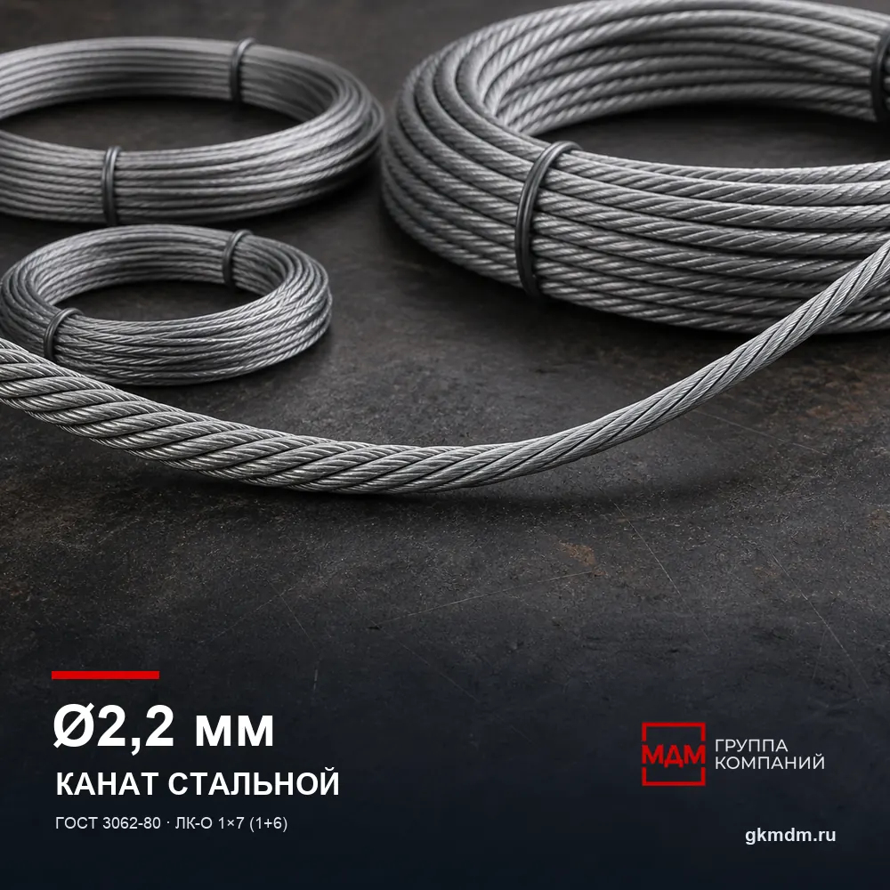 Канат стальной 2,2 мм ГОСТ 3062-80 — характеристики и внешний вид