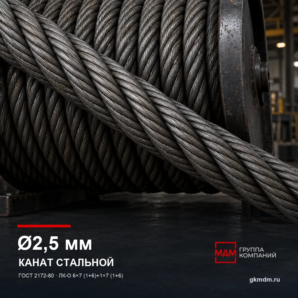 Канат стальной 2,5 мм ГОСТ 2172-80 — характеристики и внешний вид