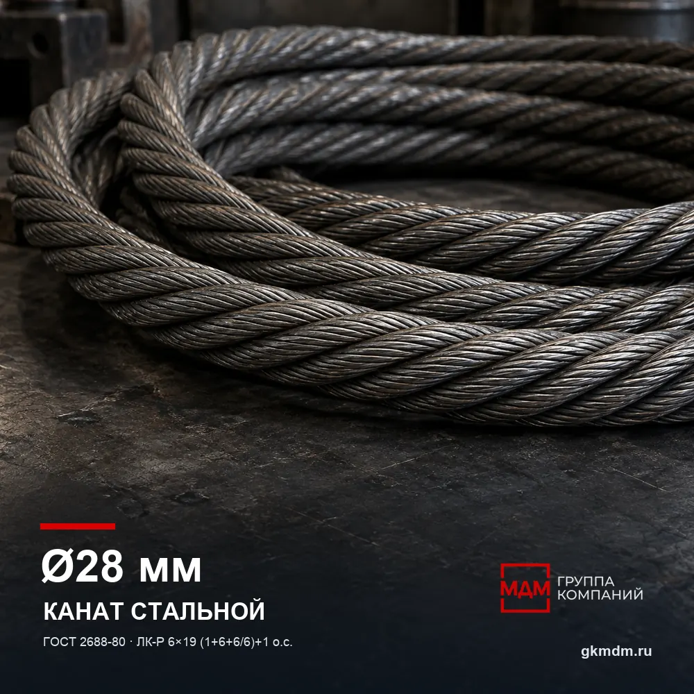 Канат стальной 28 мм ГОСТ 2688-80 — характеристики и внешний вид