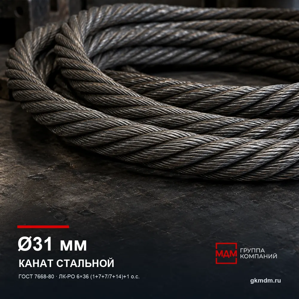Канат стальной 31 мм ГОСТ 7668-80 — характеристики и внешний вид