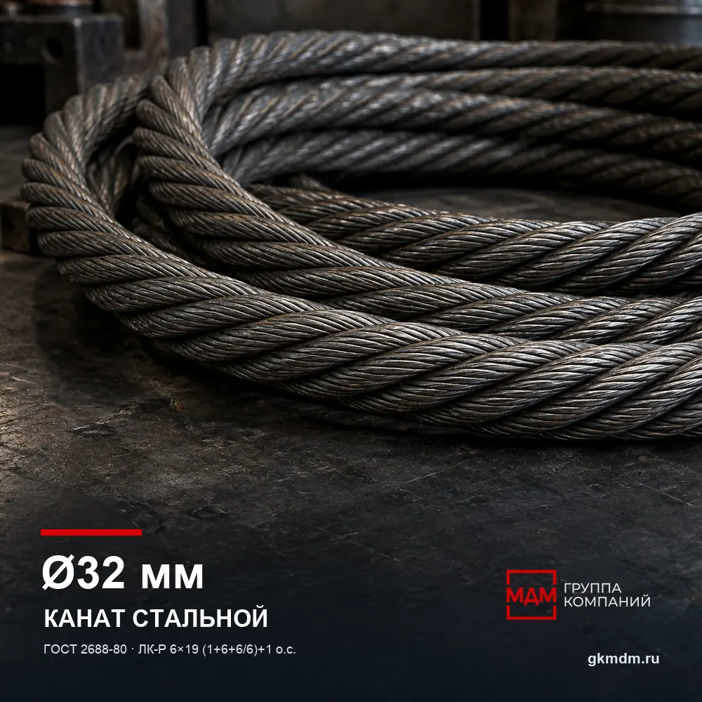 Канат стальной 32 мм ГОСТ 2688-80 — характеристики и внешний вид