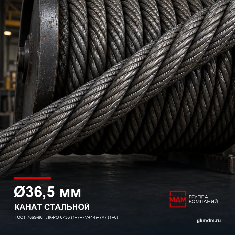Канат стальной 36,5 мм ГОСТ 7669-80 — характеристики и внешний вид