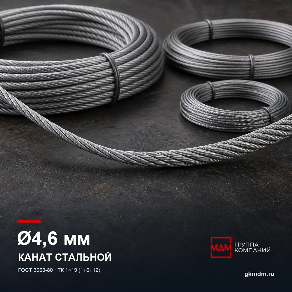Канат стальной 4,6 мм ГОСТ 3063-80 — характеристики и внешний вид