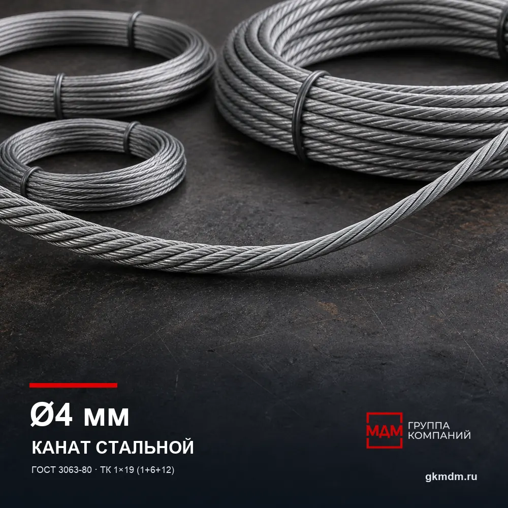 Канат стальной 4 мм ГОСТ 3063-80 — характеристики и внешний вид
