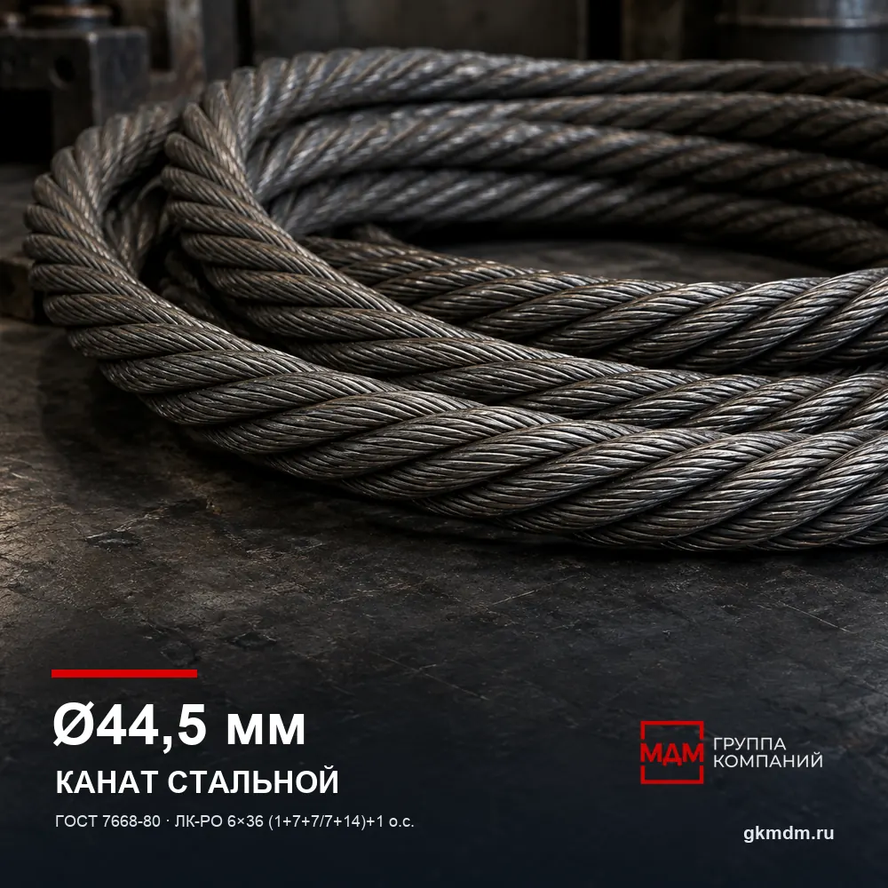 Канат стальной 44,5 мм ГОСТ 7668-80 — характеристики и внешний вид