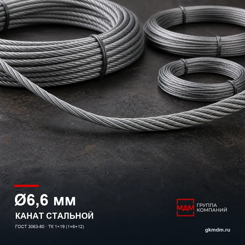 Канат стальной 6,6 мм ГОСТ 3063-80 — характеристики и внешний вид