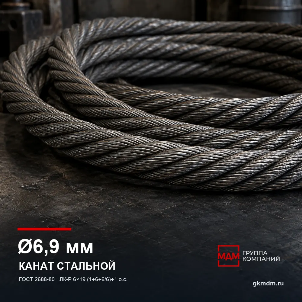 Канат стальной 6,9 мм ГОСТ 2688-80 — характеристики и внешний вид