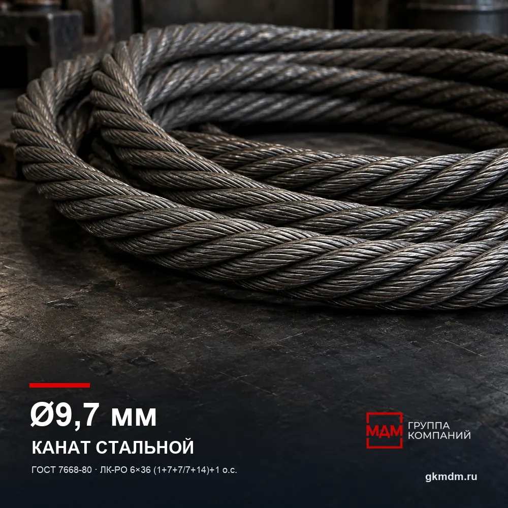 Канат стальной 9,7 мм ГОСТ 7668-80 — характеристики и внешний вид